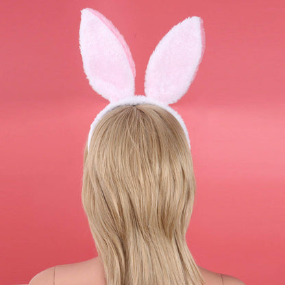 JEATHA Bunny Rabbit Plush Ears Hair Hoop Nose Cover and Rabbit Fur Tail Ball Anal Plug Cosplay Costume Props