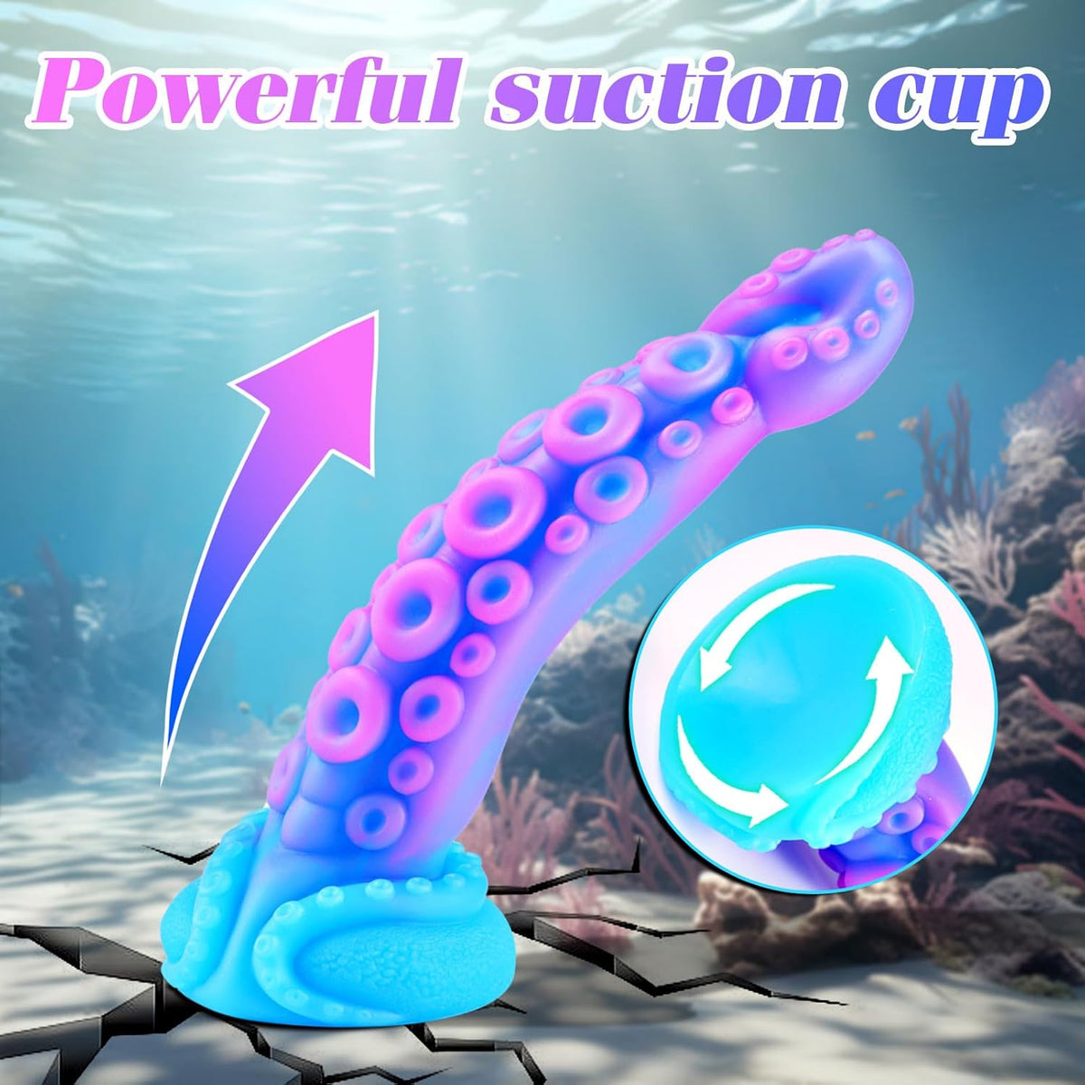 7" Beginner Small Monster Tentacle Dildo with Suction Cup, Silicone Fantasy Dragon Anal Plug, Realistic Tentacle Octopus Penis Conical Alien Dildo, Purple Blue G spot Adult Sex Toy for Men Gay Women