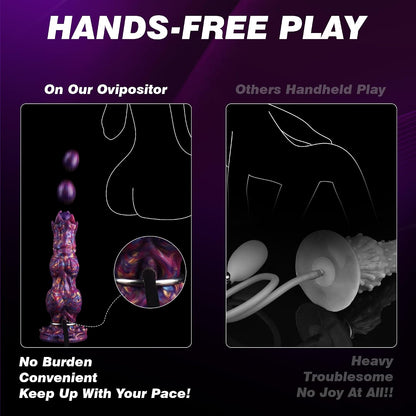 10" Monster Dildo Huge Ovipositor Dildo with 4 Eggs, Big Fantasy Anal Dildo | Horse Knot Dragon Dildo with Inflatable Pump, Dog Sex Toy with Strong Suction Cup, Silicone Alien Adult Toys for Women Men