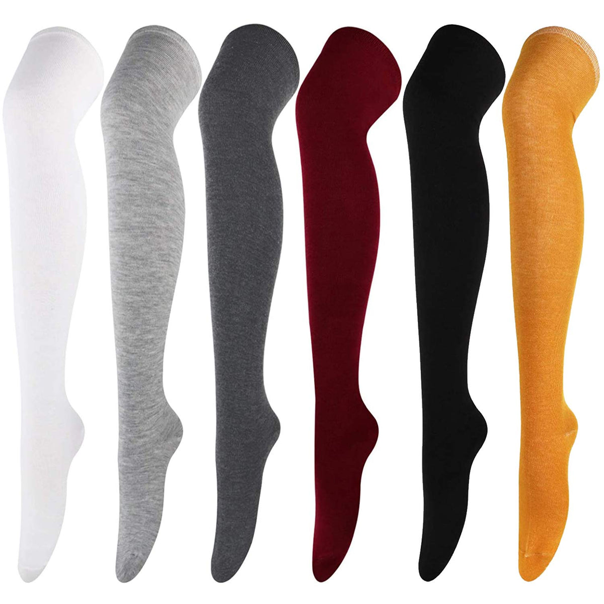 DRESHOW 6 Pairs High Thigh Socks Striped Over Knee Thin Tights Long Stocking Leg Warmer
