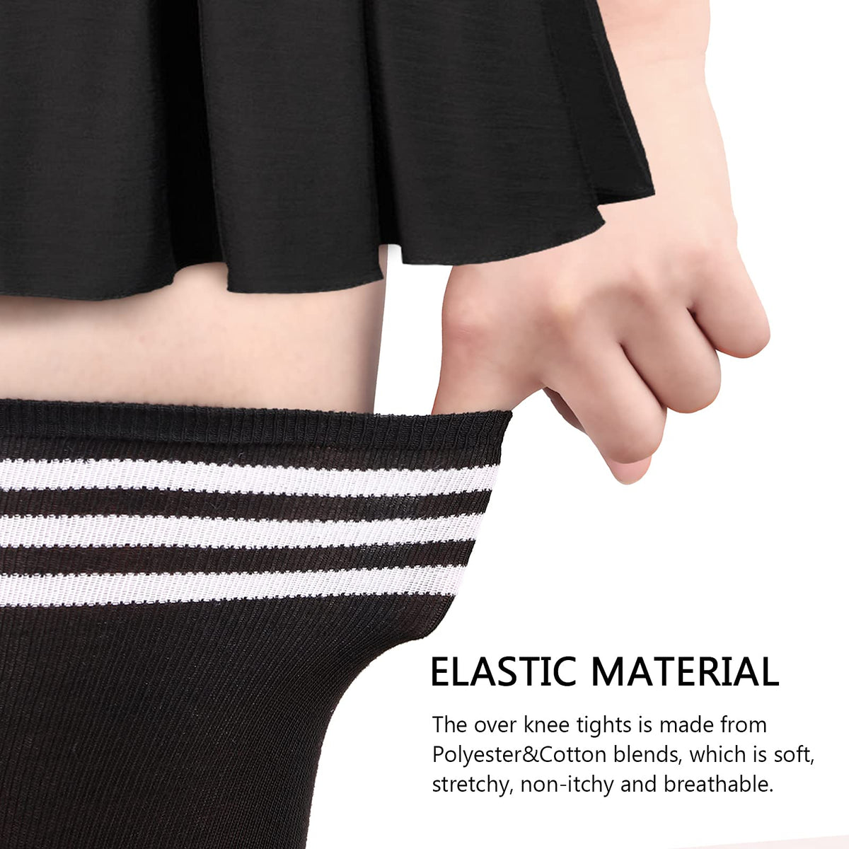 DRESHOW 6 Pairs High Thigh Socks Striped Over Knee Thin Tights Long Stocking Leg Warmer