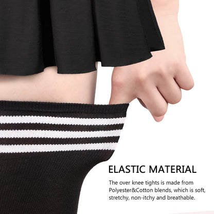 DRESHOW 6 Pairs High Thigh Socks Striped Over Knee Thin Tights Long Stocking Leg Warmer