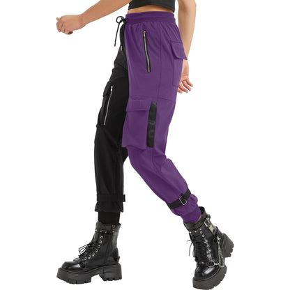 Black Cargo Pants Loose Chained Multi-Pocket Multi-Zip Punk Goth Pants