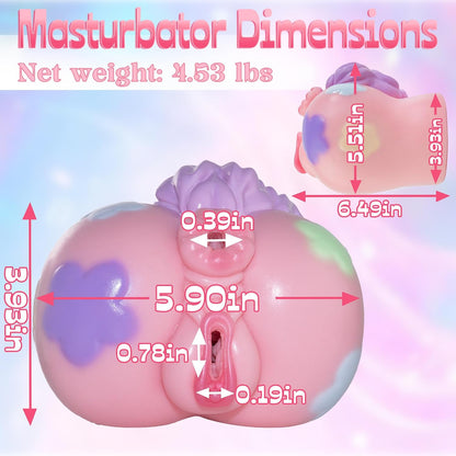 Fantasy Masturbator 2 in 1 Pocket Pussy Male Masturbator Sex Doll | Silicone Pussy and Anal 2 In 1 Fantasy Stroker,Dual-Channel Closed Fantasy Sex Doll,4.53 lbs Ass Masturbator Washable