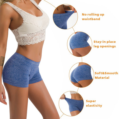 R RUXIA Boyshort Panties Seamless Nylon Underwear Stretch Boxer Briefs 5 Pack