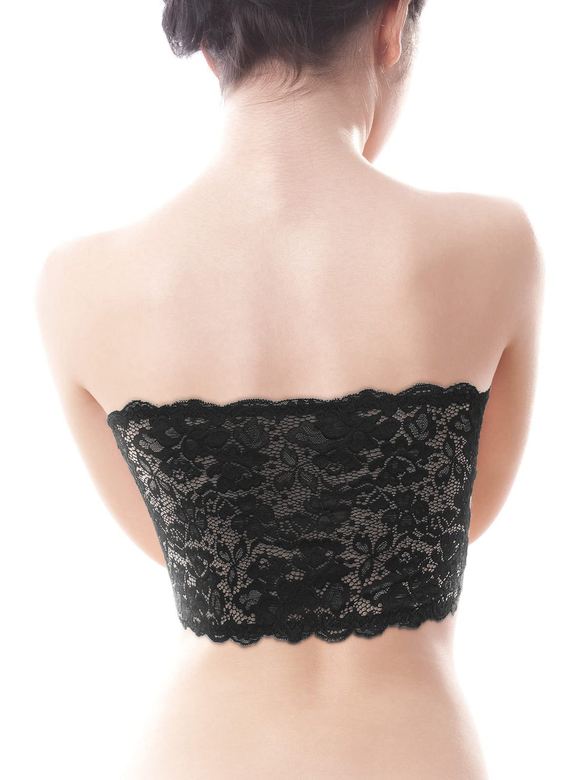 Boao 3 Pieces Women's Floral Lace Tube Top Bandeau Strapless Bras Seamless Stretchy Chest Wrap