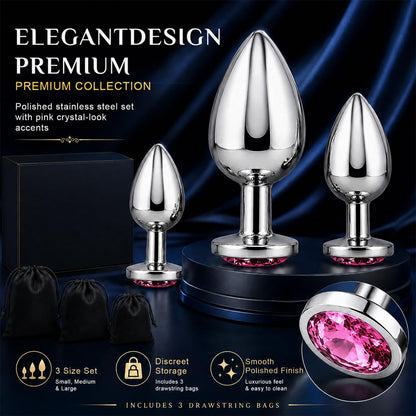 New Portable Couple Plug Anales Kit Newly Relaxing Anales Plugs Butt Relaxing Training Set Butt Adult Toy Exercise Tool for Men Women Sunglasses 2P5K7 (pink12)