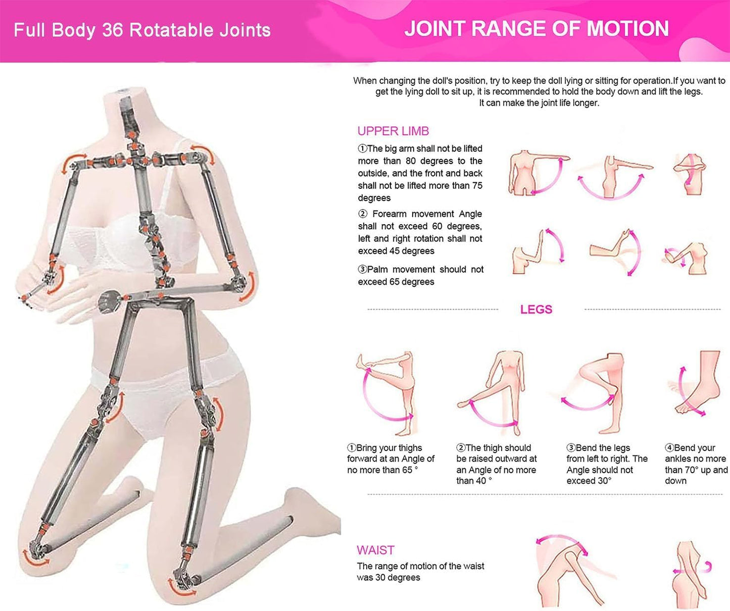 Realistic Sex Doll for Men Full Size Female Torso Love Dolls with Big Breasts and Butt Full Bo*dy Life Size Adult Male Sex Toys Built in Metal Frame TPE