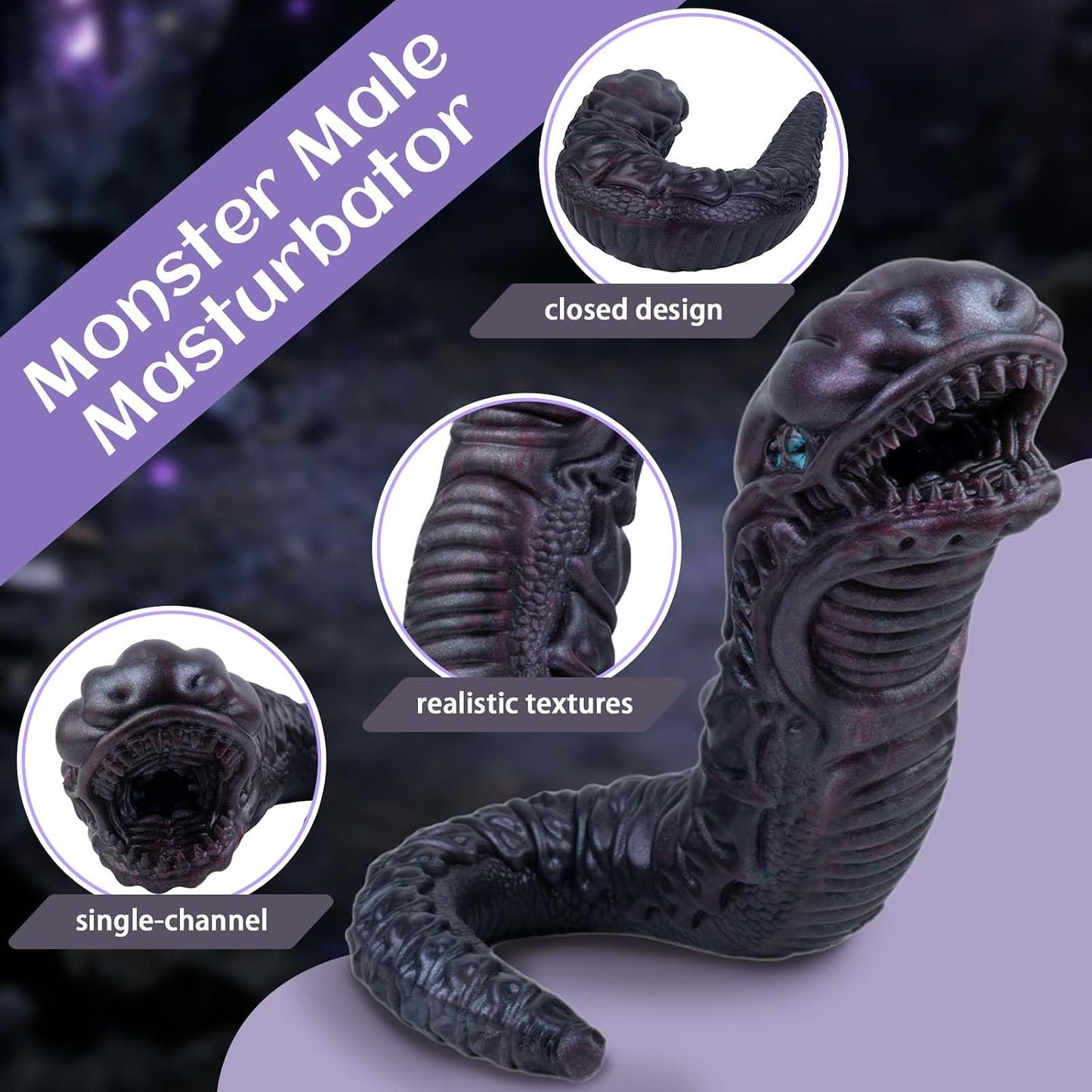Realistic Snake Monster Male Masturbator with Pocket Pussy Vigina,Fantasy Male Masturbator Silicone Alien Adult Sex Toy,Male Fantasy Penis Stroker for Masturbation Cup,Portable Sex Doll