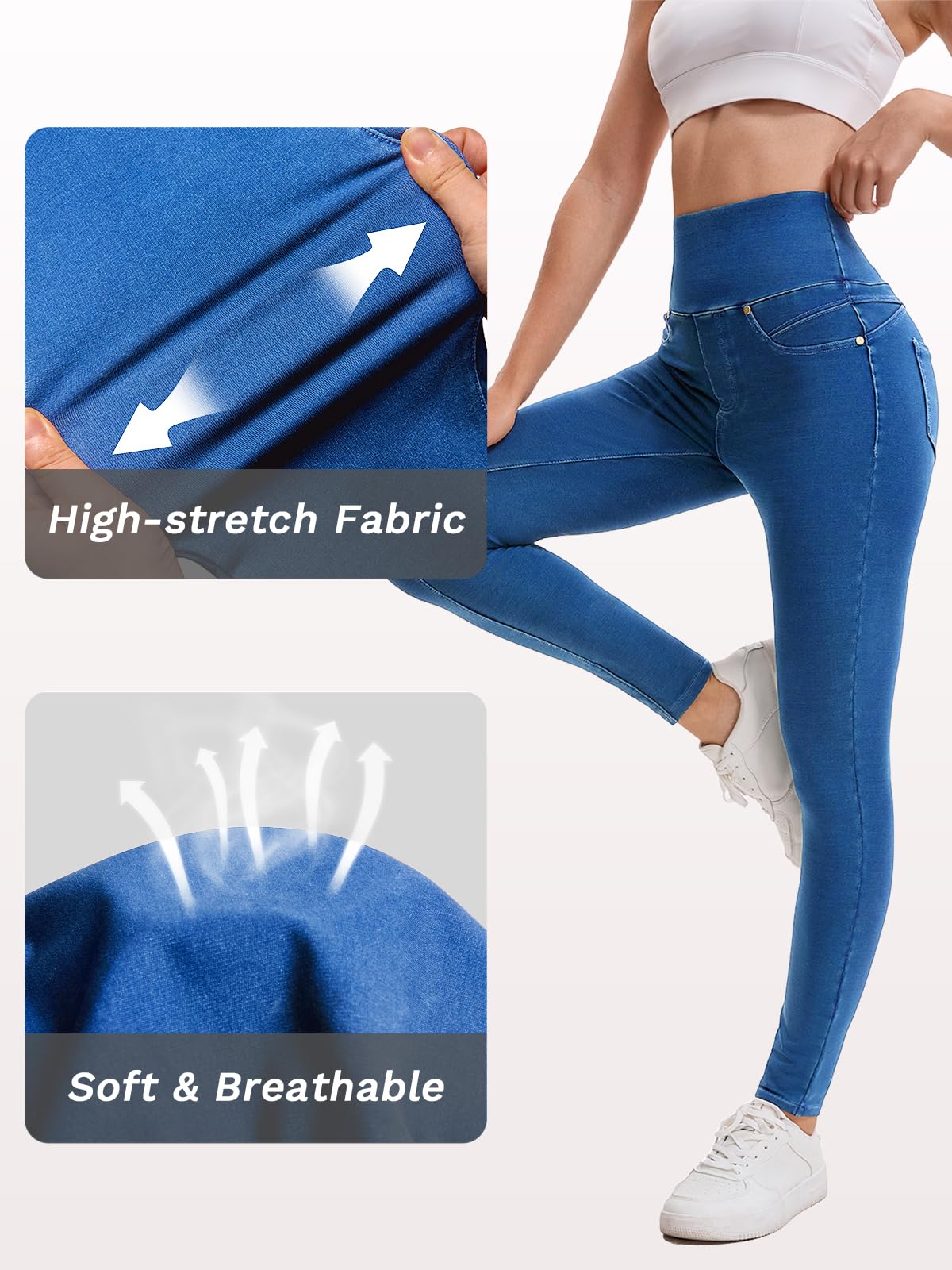 Stretchy Jeans for Women High Waisted Jeggings Tummy Control Slim Fit Jeans Pull On with Pockets Stylish Casual