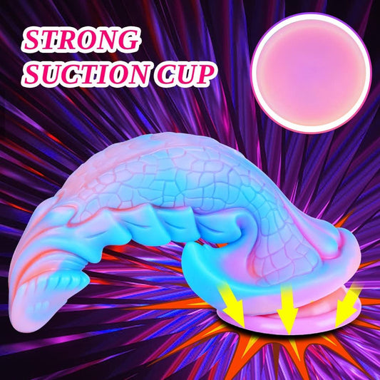 9.8 Inch Huge Fantasy Dildo from Monster with Large Suction Cup, Silicone Dragon Dildo XL Anal Plug Flexible G-spot Adult Big Penis for Women & Men