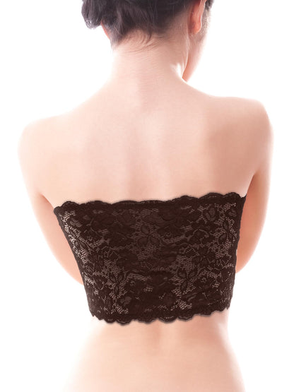 Boao 3 Pieces Women's Floral Lace Tube Top Bandeau Strapless Bras Seamless Stretchy Chest Wrap