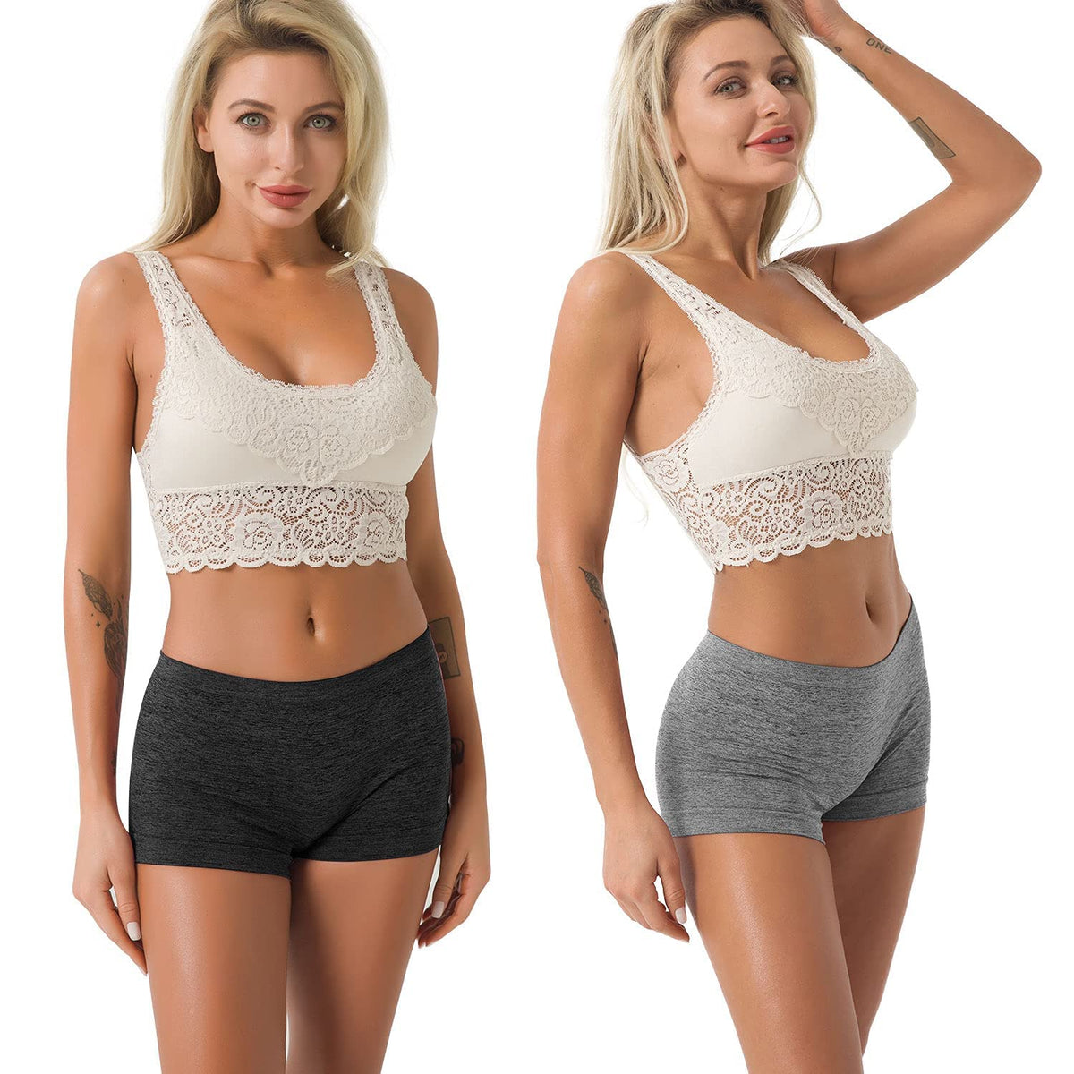 R RUXIA Boyshort Panties Seamless Nylon Underwear Stretch Boxer Briefs 5 Pack