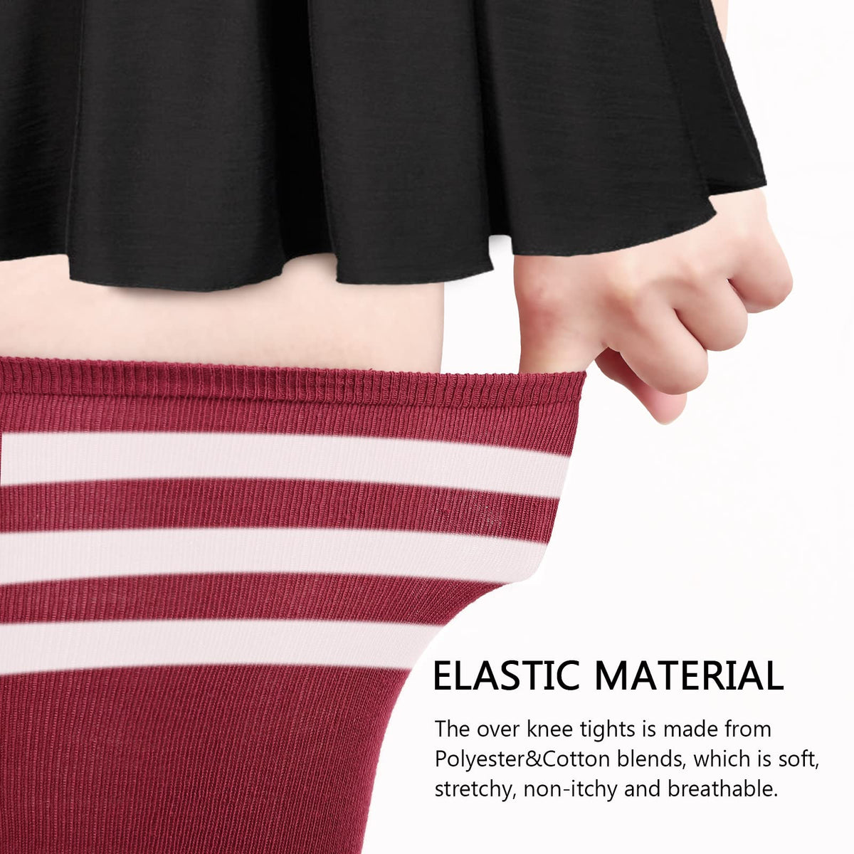 DRESHOW 6 Pairs High Thigh Socks Striped Over Knee Thin Tights Long Stocking Leg Warmer