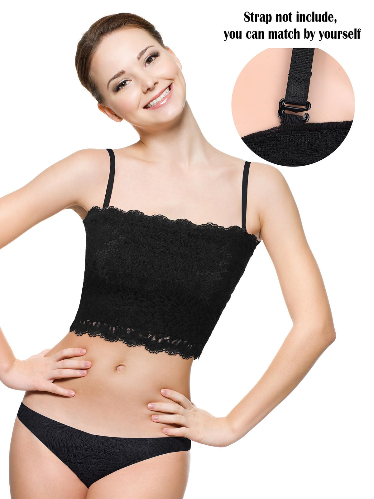 Boao 3 Pieces Women's Floral Lace Tube Top Bandeau Strapless Bras Seamless Stretchy Chest Wrap