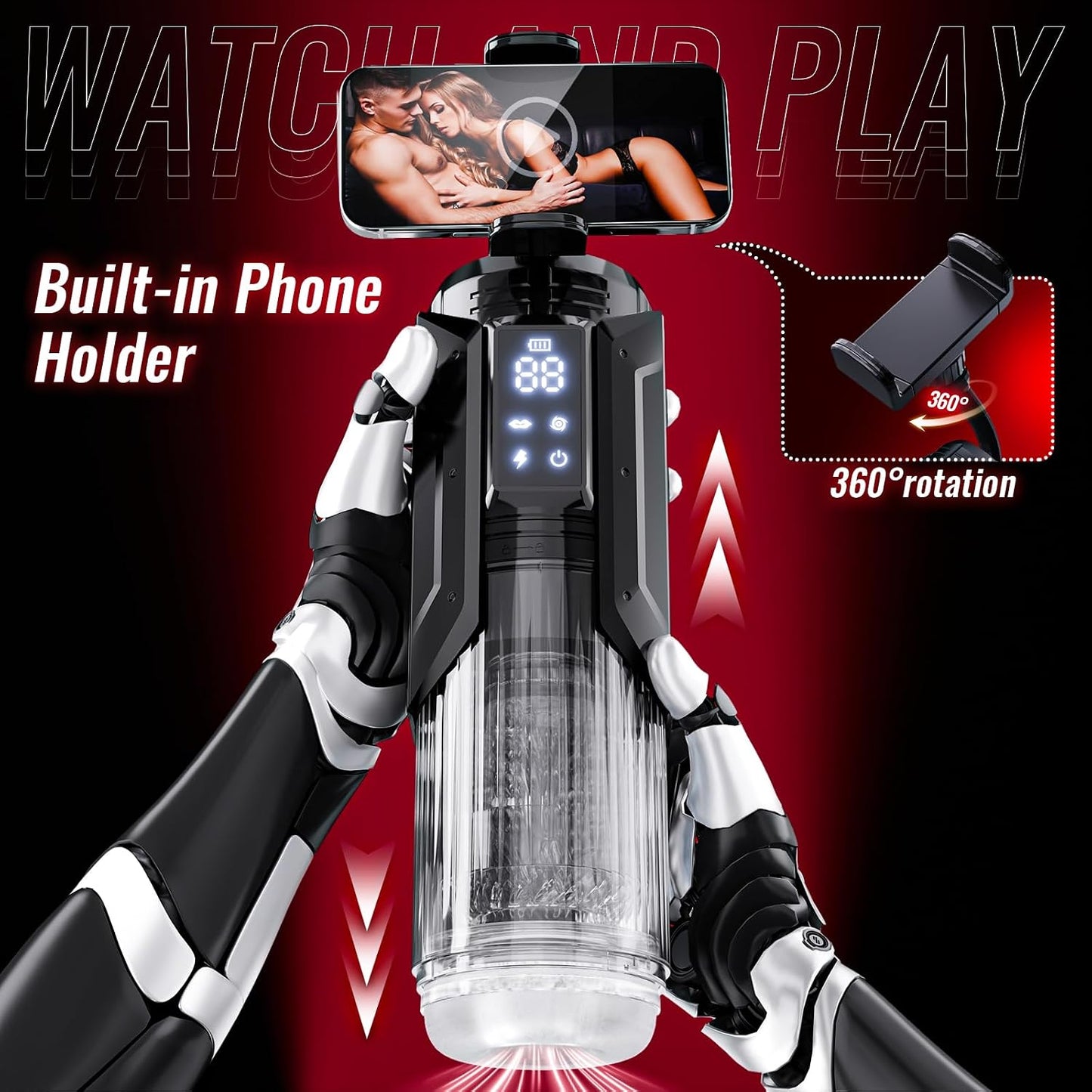 Male Masturbator Sex Toy for Men with Phone Holder Penis Pump | AI Sync 7 Sucking & 7 Thrusting Rotating Licking Mode, Waterproof Pocket Pussy Male Sex Toys with Suction Base Bath Item