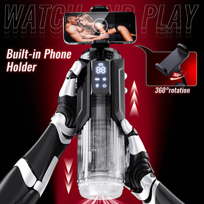 Male Masturbator Sex Toy for Men with Phone Holder Penis Pump | AI Sync 7 Sucking & 7 Thrusting Rotating Licking Mode, Waterproof Pocket Pussy Male Sex Toys with Suction Base Bath Item