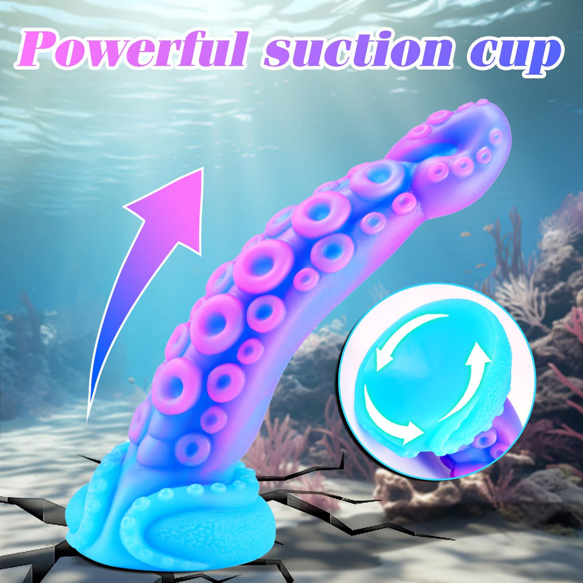 7" Beginner Small Monster Tentacle Dildo with Suction Cup, Silicone Fantasy Dragon Anal Plug, Realistic Tentacle Octopus Penis Conical Alien Dildo, Purple Blue G spot Adult Sex Toy for Men Gay Women