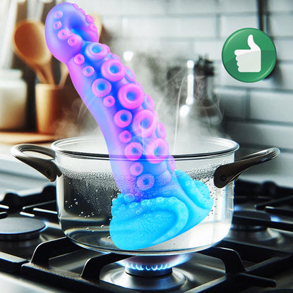 7" Beginner Small Monster Tentacle Dildo with Suction Cup, Silicone Fantasy Dragon Anal Plug, Realistic Tentacle Octopus Penis Conical Alien Dildo, Purple Blue G spot Adult Sex Toy for Men Gay Women