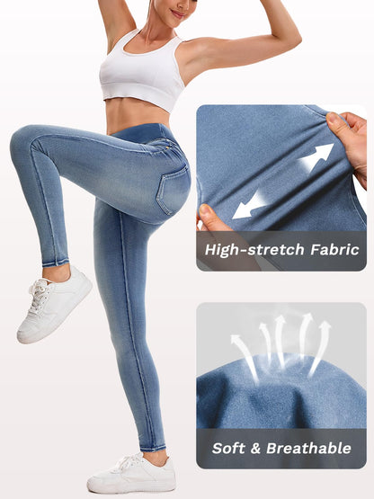 Stretchy Jeans for Women High Waisted Jeggings Tummy Control Slim Fit Jeans Pull On with Pockets Stylish Casual
