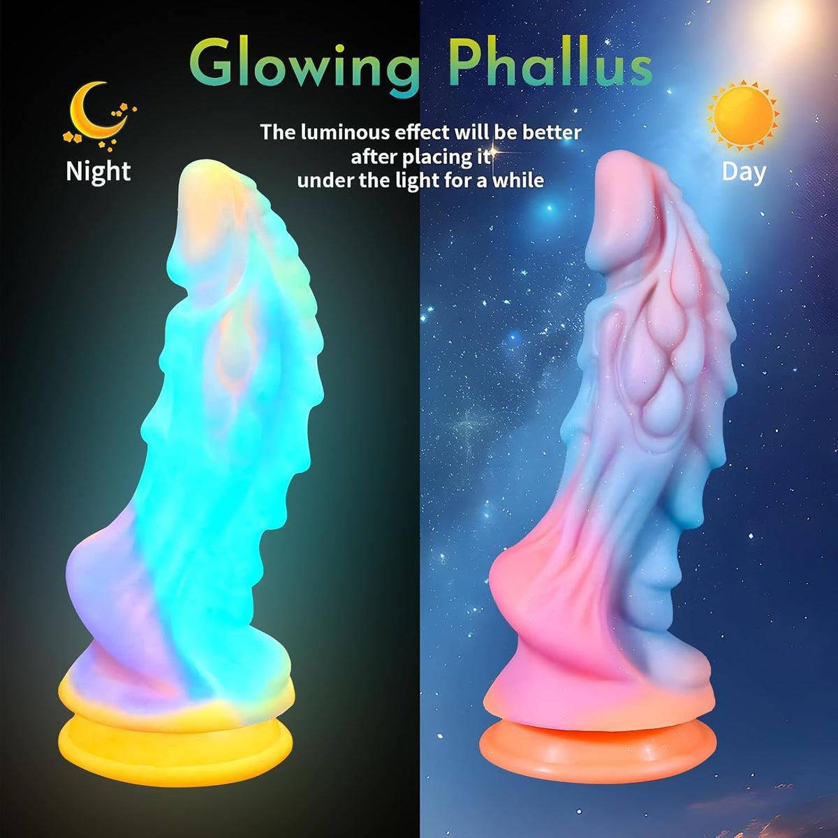 8.6" Realistic Dildo Dragon Monster Alien Glow in Dark Silicone Suction Cup Toy for G Spot P Spot Stimulation Adult Sex Toys Wedding Gift for Women Men