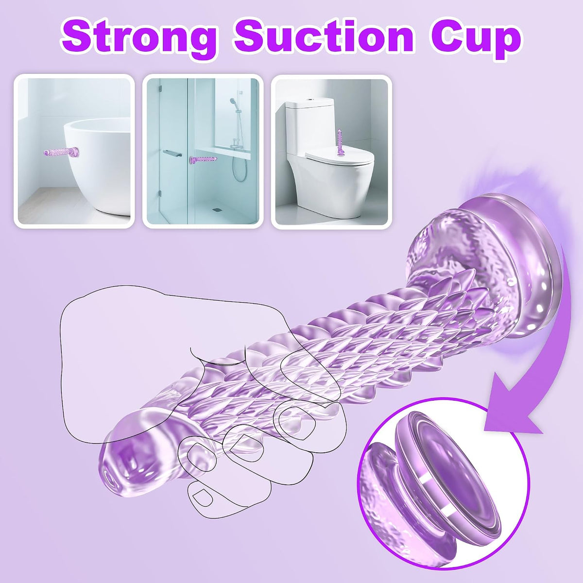 7.4 inch Dragon Dildo with Strong Suction Cup for Hands-Free Play,Realistic Monster Dildo Anal Plug Prostate Massager Adult Sex Toys for Vaginal G-Spot and Anal Prostate Purple