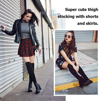 DRESHOW 6 Pairs High Thigh Socks Striped Over Knee Thin Tights Long Stocking Leg Warmer