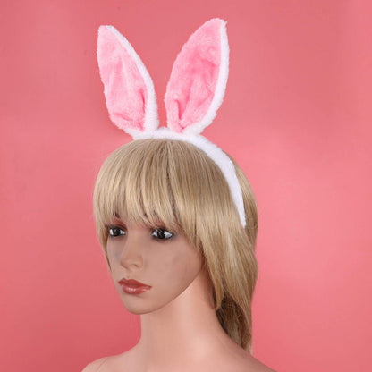 JEATHA Bunny Rabbit Plush Ears Hair Hoop Nose Cover and Rabbit Fur Tail Ball Anal Plug Cosplay Costume Props