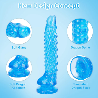 7.4 inch Dragon Dildo with Strong Suction Cup for Hands-Free Play,Realistic Monster Dildo Anal Plug Prostate Massager Adult Sex Toys for Vaginal G-Spot and Anal Prostate Purple