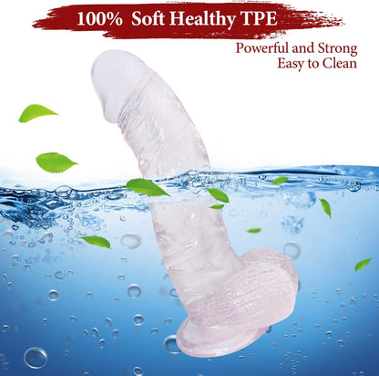 10 Inch Clear Dildo Big Dildos, Soft Realistic Huge Dildo with Strong Suction Cup for Hands-Free and Anal Play, Big G-spot Dildo Anal Sex Toys for Women and Couple