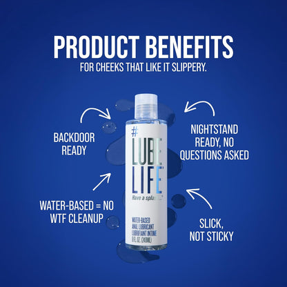 LUBELIFE Water Based 3X Anal Lube, Personal Lubricant, 12 Fl Oz | Extra thick anal glide with triple cushion, non-sticky water-based formula, toy and condom compatible, smooth confident glide