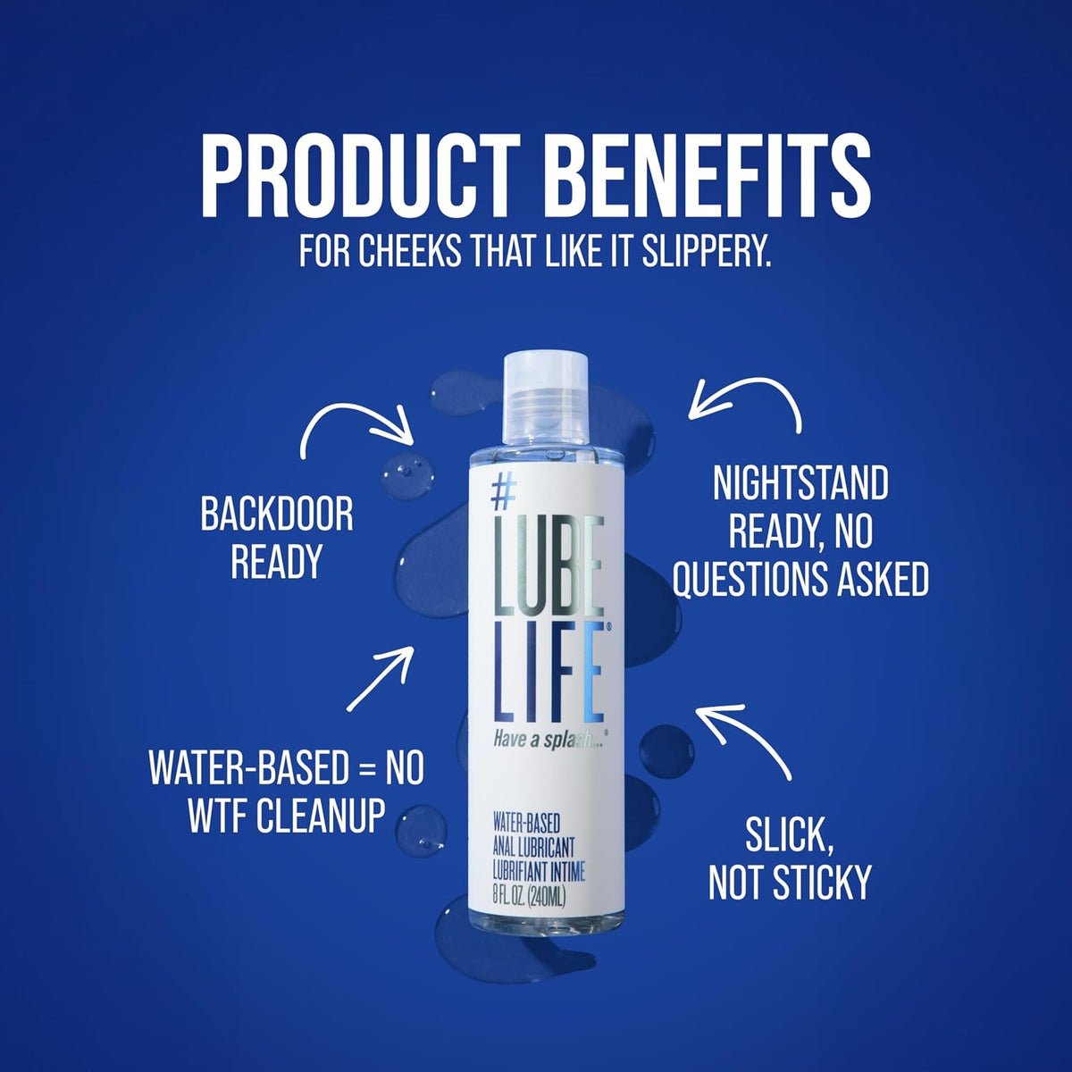 LUBELIFE Water Based 3X Anal Lube, Personal Lubricant, 12 Fl Oz | Extra thick anal glide with triple cushion, non-sticky water-based formula, toy and condom compatible, smooth confident glide
