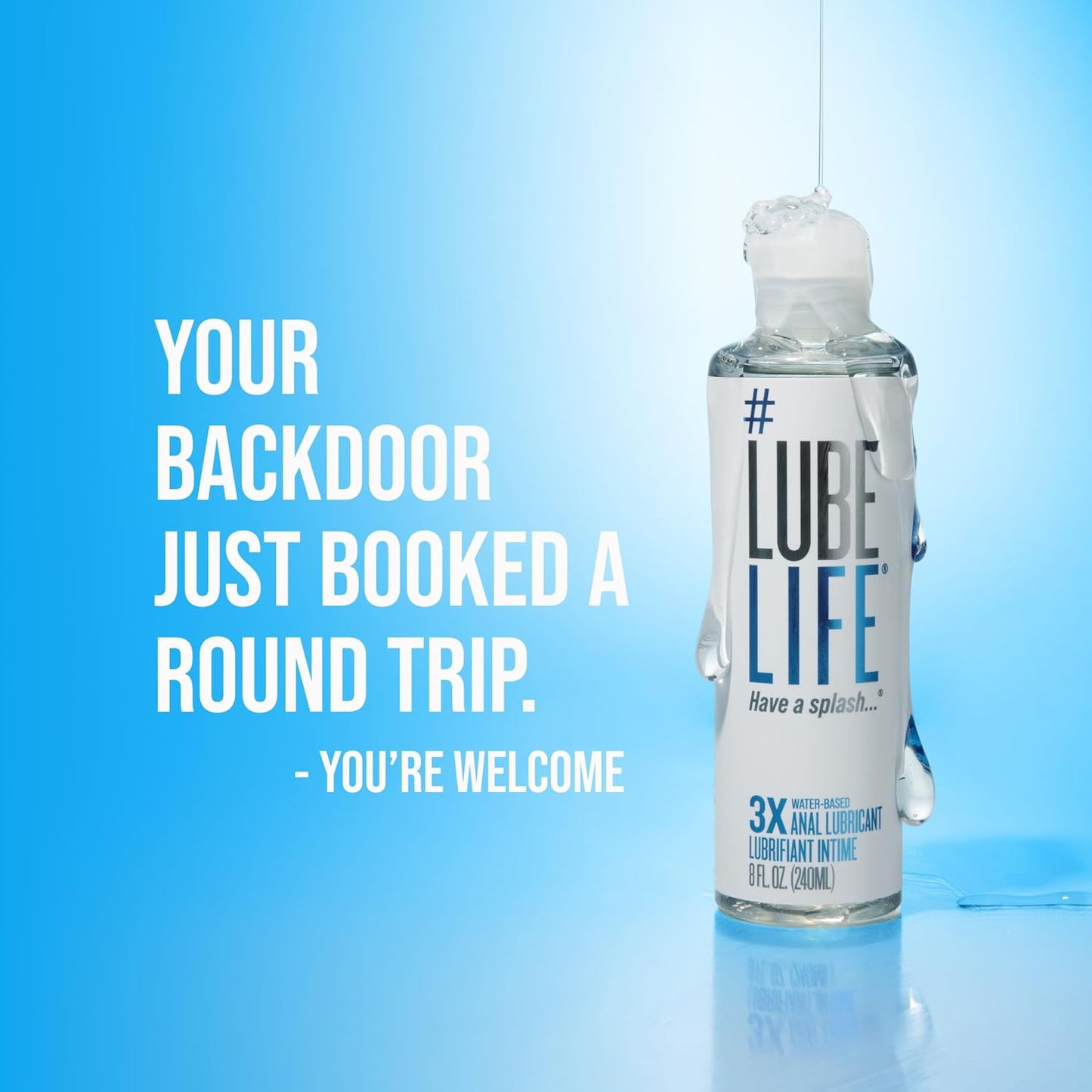LUBELIFE Water Based 3X Anal Lube, Personal Lubricant, 12 Fl Oz | Extra thick anal glide with triple cushion, non-sticky water-based formula, toy and condom compatible, smooth confident glide