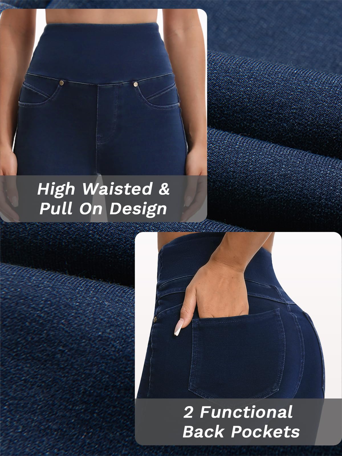 Stretchy Jeans for Women High Waisted Jeggings Tummy Control Slim Fit Jeans Pull On with Pockets Stylish Casual