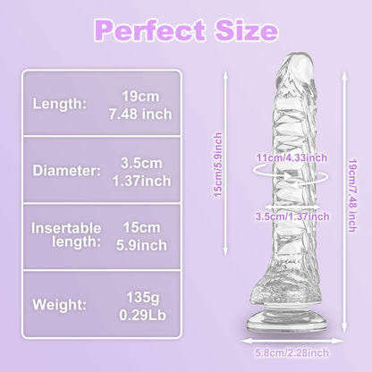 7.4 inch Dragon Dildo with Strong Suction Cup for Hands-Free Play,Realistic Monster Dildo Anal Plug Prostate Massager Adult Sex Toys for Vaginal G-Spot and Anal Prostate Purple