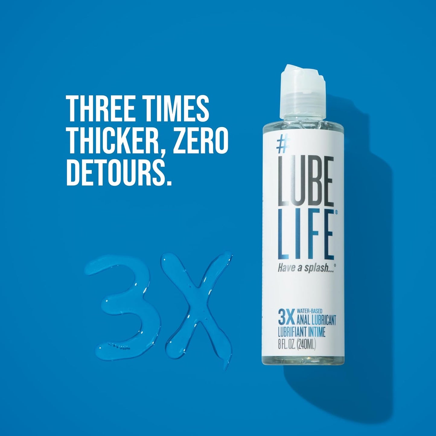 LUBELIFE Water Based 3X Anal Lube, Personal Lubricant, 12 Fl Oz | Extra thick anal glide with triple cushion, non-sticky water-based formula, toy and condom compatible, smooth confident glide
