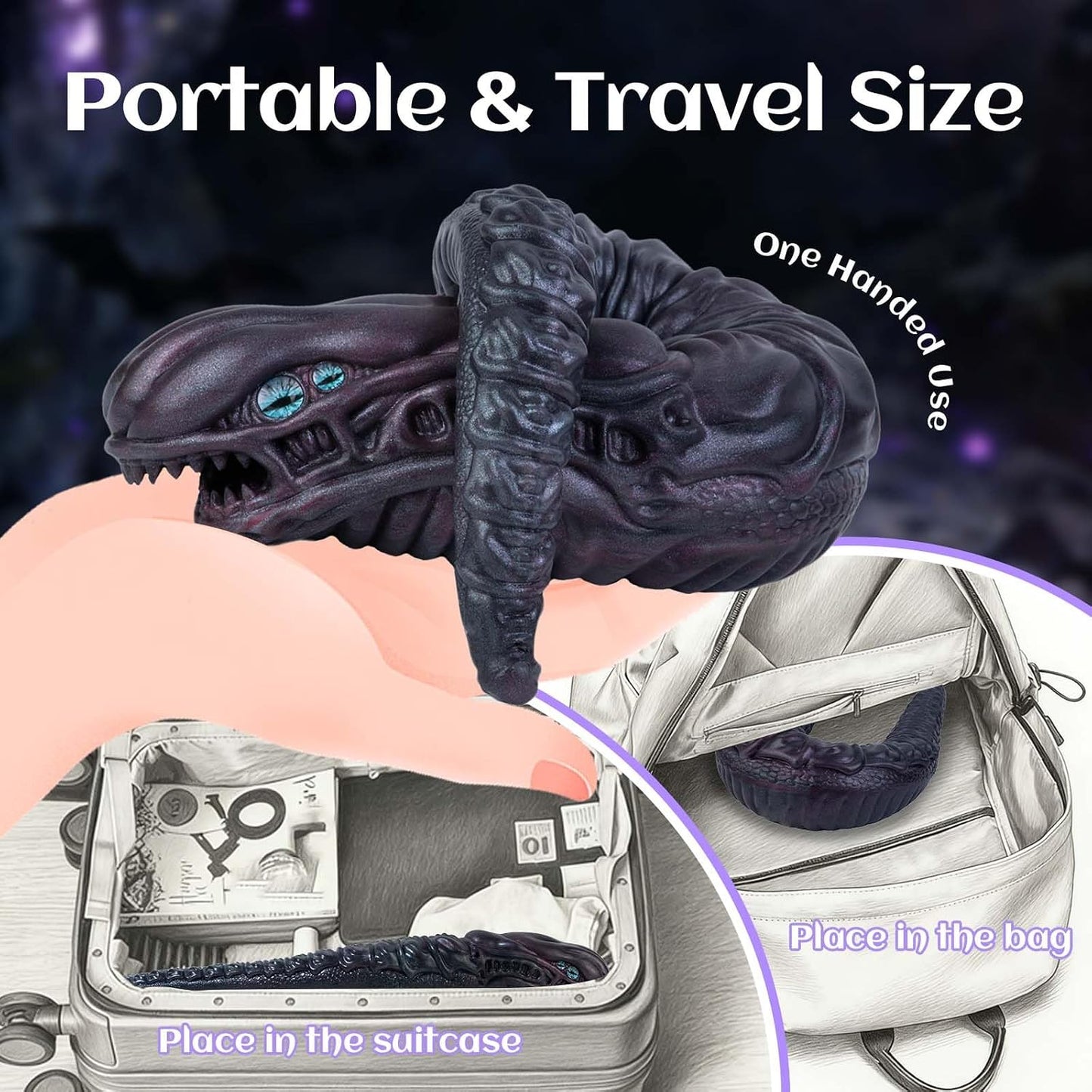Realistic Snake Monster Male Masturbator with Pocket Pussy Vigina,Fantasy Male Masturbator Silicone Alien Adult Sex Toy,Male Fantasy Penis Stroker for Masturbation Cup,Portable Sex Doll
