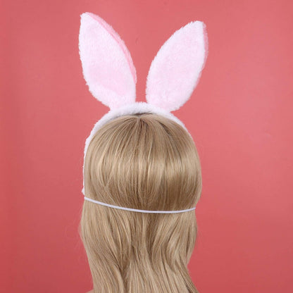 JEATHA Bunny Rabbit Plush Ears Hair Hoop Nose Cover and Rabbit Fur Tail Ball Anal Plug Cosplay Costume Props