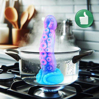 7" Beginner Small Monster Tentacle Dildo with Suction Cup, Silicone Fantasy Dragon Anal Plug, Realistic Tentacle Octopus Penis Conical Alien Dildo, Purple Blue G spot Adult Sex Toy for Men Gay Women