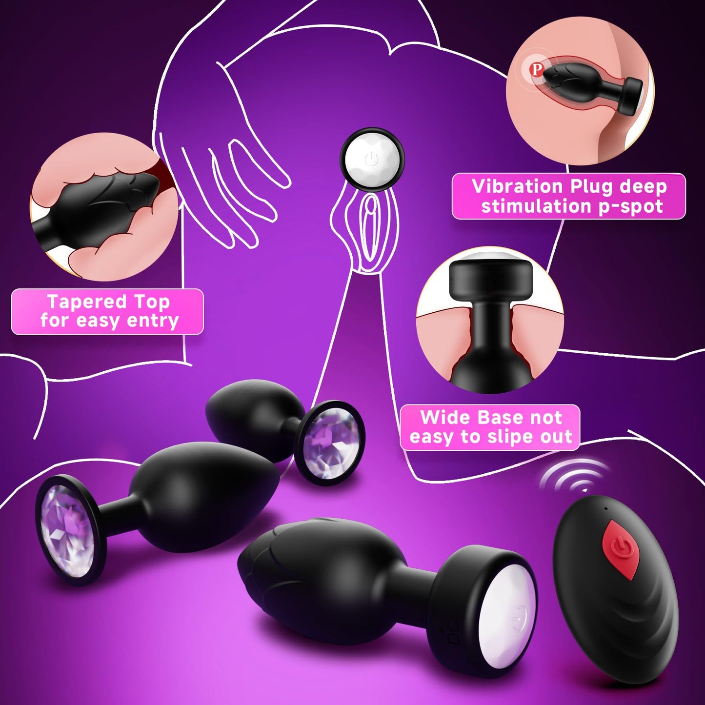 Anal Plug Vibrating Butt Plug, Adult Sex Toys 3PCS Silicone Anal Plugs, Anal Sex Toys with Remote Control 10 Vibrating Vibrator for Men, Anal Toys Adult Sex Toy & Games Prostate Massager