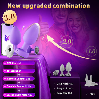 Anal Plug Vibrating Butt Plug, Adult Sex Toys 3PCS Silicone Anal Plugs, Anal Sex Toys with Remote Control 10 Vibrating Vibrator for Men, Anal Toys Adult Sex Toy & Games Prostate Massager