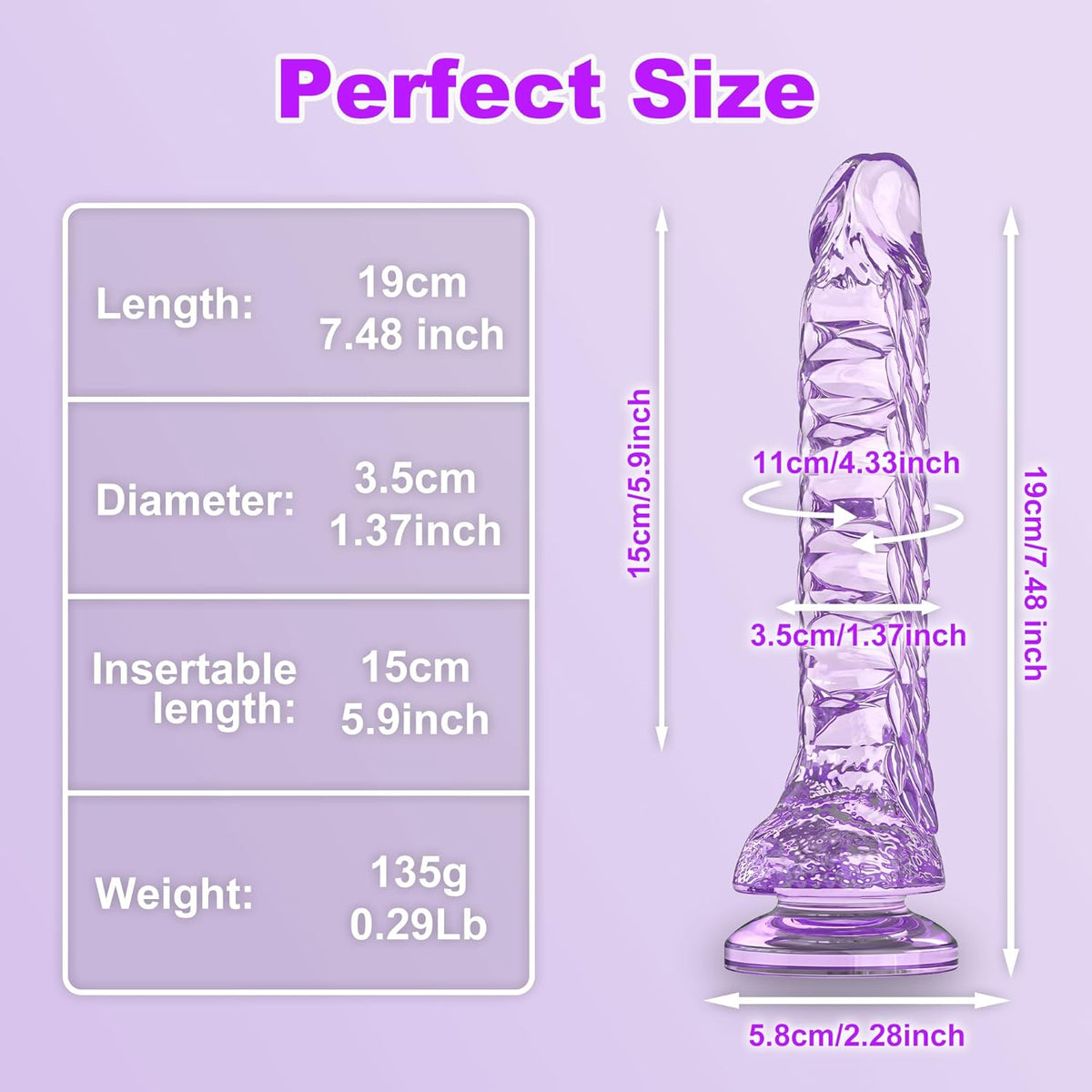 7.4 inch Dragon Dildo with Strong Suction Cup for Hands-Free Play,Realistic Monster Dildo Anal Plug Prostate Massager Adult Sex Toys for Vaginal G-Spot and Anal Prostate Purple