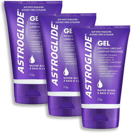 ASTROGLIDE Ultra Gentle Gel Lube, Hypoallergenic, 3 Fl Oz, Travel Size | Water-based ultra gentle hypoallergenic gel without glycerin or parabens. Thicker formula safe for toys and latex condoms.