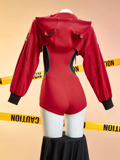 Mobbunny Anime Derivative Cyber Sportswear Tight Mecha Pilot Costume Sexy Lingerie Bodysuit with Short Jacket