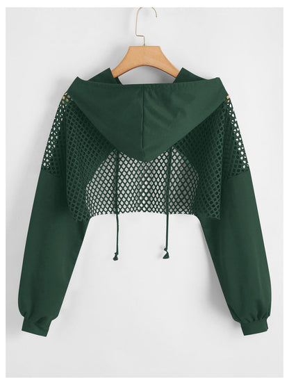 SweatyRocks Casual Cut Out Long Sleeve Pullover Crop Top Sweatshirt | Cropped Hoodie, Crop Top Hoodies, Long Sleeve Going Out Tops, Fall Fashion Clothes