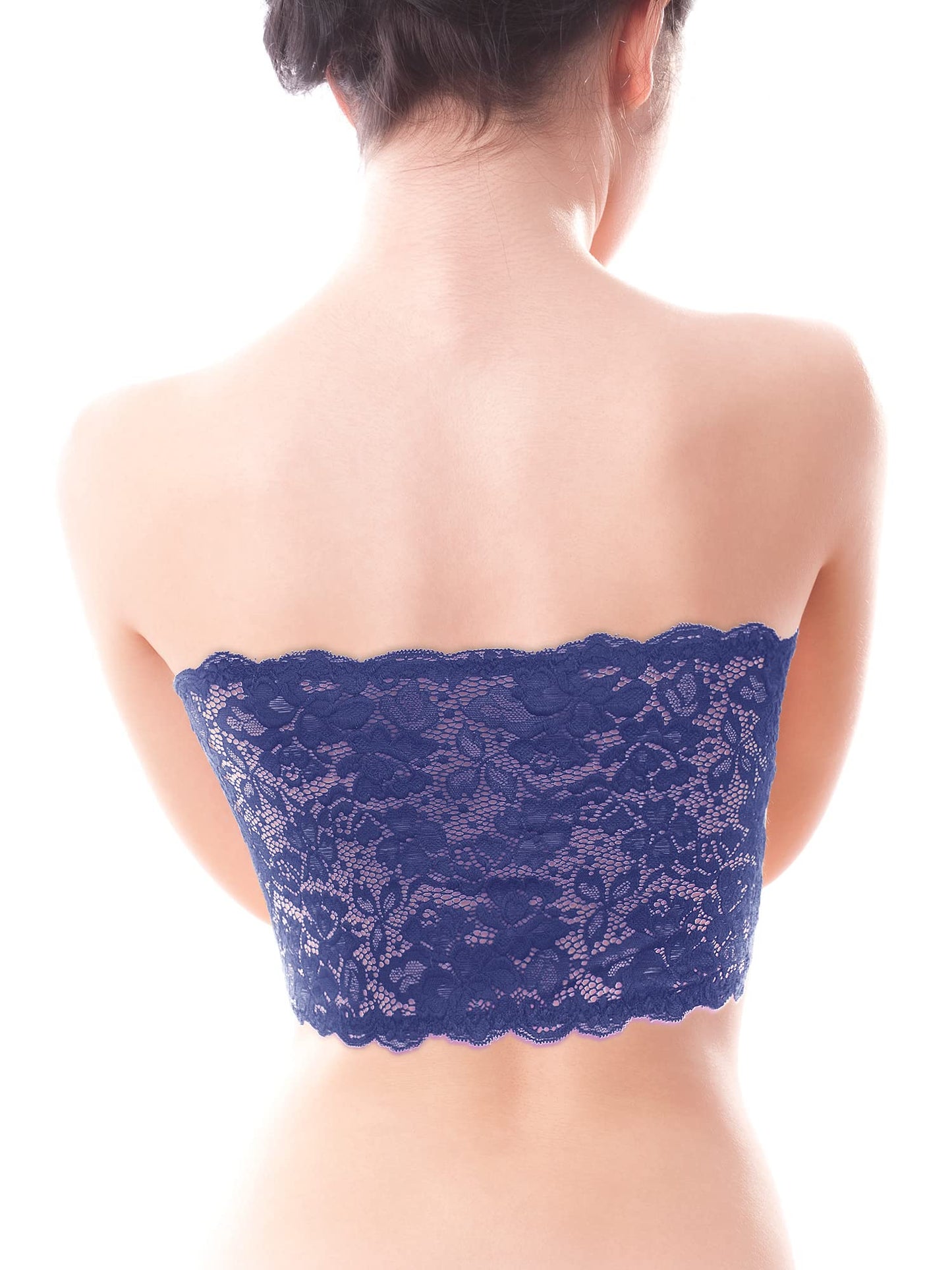 Boao 3 Pieces Women's Floral Lace Tube Top Bandeau Strapless Bras Seamless Stretchy Chest Wrap