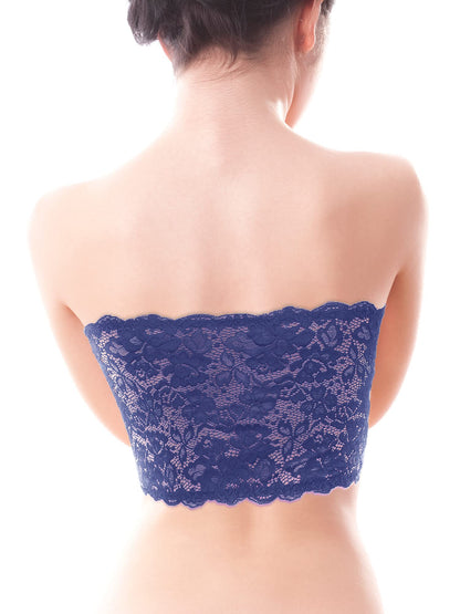 Boao 3 Pieces Women's Floral Lace Tube Top Bandeau Strapless Bras Seamless Stretchy Chest Wrap