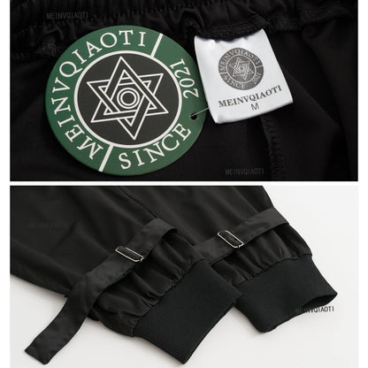 Black Cargo Pants Loose Chained Multi-Pocket Multi-Zip Punk Goth Pants