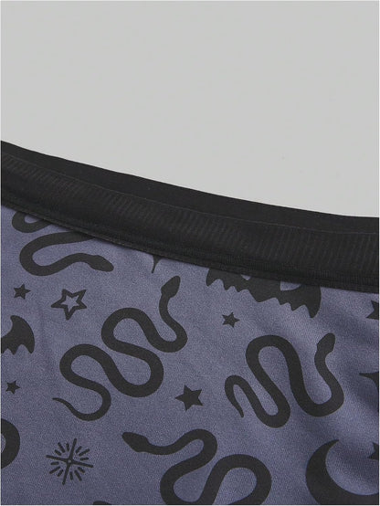 WDIRARA 5 Pack Goth Graphic Panties Boyshorts Mid Rise Shorts Briefs Boxer