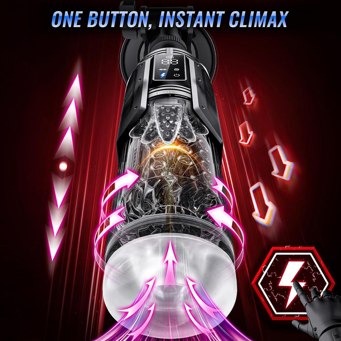 Male Masturbator Sex Toy for Men with Phone Holder Penis Pump | AI Sync 7 Sucking & 7 Thrusting Rotating Licking Mode, Waterproof Pocket Pussy Male Sex Toys with Suction Base Bath Item